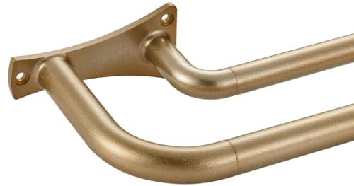 Tringle à rideaux double télescopique dorée antique pour fenêtre, 71,1 à 122 cm, double tringle à rideaux occultants télescopiques de 1,9 cm à l'avant et 1,6 cm arrière