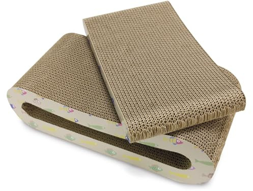 ARQUIVET Rascador cartón para Gatos Fishes - 44x19,5x10,5cm + 36x19,5x4,5cm