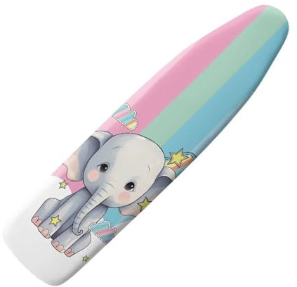HOWILATH Elephants Ironing Covers 125 x 45cm, Cute Animal Print Ironing Board Cover Stain Resistant Iron Board Protection Pads, Easy Installation-L
