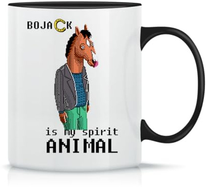 Moonai Bojack Horseman Is My Spirit Animal Klassische Keramik-Kaffeetasse Weiß Schwarz Rosa Magisch 330ml