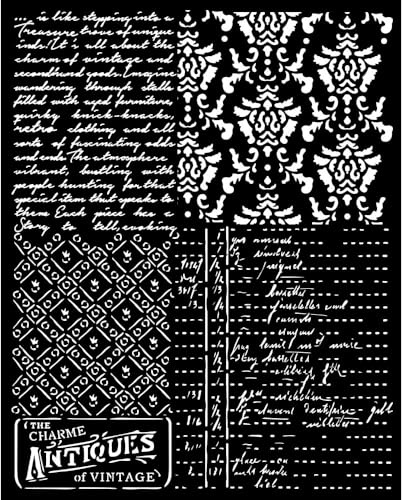 Stamperia - Thick Stencils for Scrapbooking, Albums, Card Making, Bullet Journalling, and More, Mixed Patterns, Flexible Material, Easy to Clean, Perfect for Crafts and Gifting (Brocante Antiques)