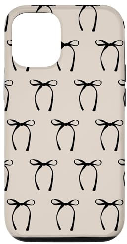 Ästhetische schwarze Schleife auf Beige Hülle für iPhone 12/12 Pro