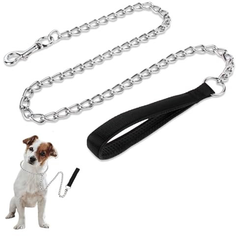 Chew Metal Proof Dog Lead, 120cm LightWeight Dog Leash, Heavy Duty Dog Leash Chain, Metal Dog Leash with Nylon Handle for Small Dogs (3MM)