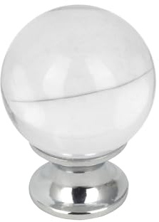 domino Elegante Crystal D Möbelknopf 30mm in Chrom & Weiß | Kristallknöpfe, Robustes Glas-Design |Möbelknöpfe | Glamouröser Stil | Perfekt für Schränke und Kommoden