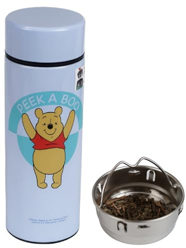 Winnie-Bear-Pooh Insulated Water Bottle with Tea Infuser, stainless Steel 380ml/12.85oz (Blue)