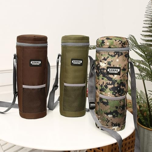 Sac isotherme pour bouteille d'eau, sac isotherme avec bandoulière cylindrique pour camping, pique-nique (2 L, vert)