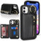 Zouzt for iPhone 11 6.1 Inch Wallet Case with Card Holder for Men Women, PU Leather Kickstand Credit Slots Case, Key Ring Zipper Shockproof Protective Phone Cover - Black