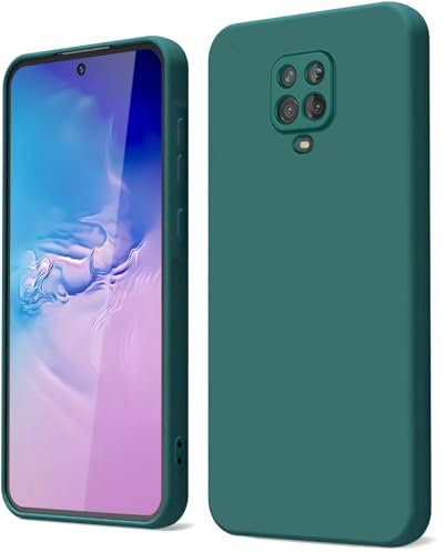 GOGME Funda para Xiaomi Redmi Note 9S / Redmi Note 9 Pro Capa con Forro de Microfibra Antiarañazos Líquida Silicona Carcasa Antigolpes Protector Móvil Case Cover, Verde Oscuro