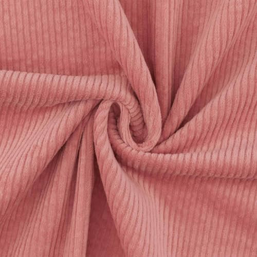Cord Stoff Strech 6W, gewaschen, Stoff zum Nähen, uni rosa (Länge am Stück: ab 50cm / Breite: 140cm)