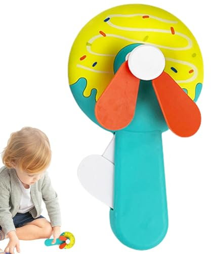 Xasbseulk Ventilador de juguete alimentado a mano, ventilador de refrigeración personal de verano de prensa manual, ventilador de refrigeración manual, bonito ventilador de mano pequeño, cómodo, para