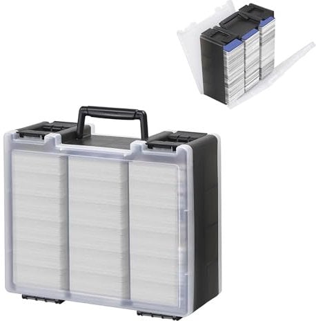 Risou Trading Card Storage Case for PTCG, MTG, OCG, Basketball, Football, Sports Cards and all Standard Size Game Cards,Large Portable Double-Sided Deck Box for 3200+ Cards(Case Only)(Black)