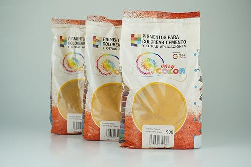 KITS Lot de 3 sachets de 800 g Easy Color pigment jaune 908 pour ciment, mortier et béton.