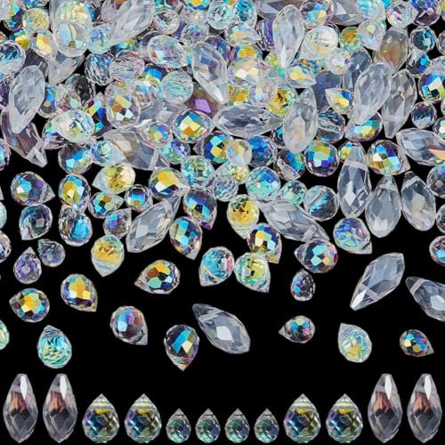 SOFPLATE 1 Box 260 Stück Tropfen Anhängerperlen Oben Gebohrte Glasperlen Klare ab Briolette Transparenter Kronleuchter Facettierter Kristall Kleine Abstandshalter Lose Perle Für Die Schmuckherstellung