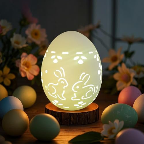 DZAY Ostereier Deko Beleuchtet Teelicht Ostern Deko Tischdekoration Eier Lichter,Led Osterbeleuchtung Lampe Keramik Nachtlicht,Ostern Eier Deko,Leuchtendes Osterei für Party Dekoration (03)