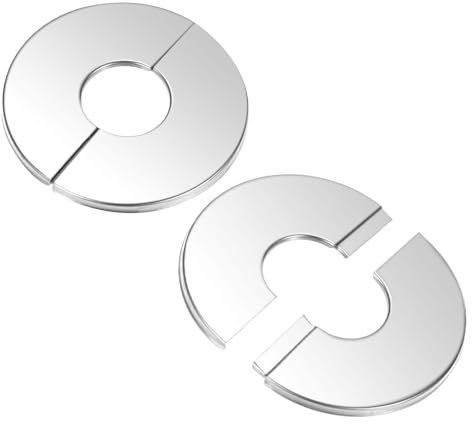 M METERXITY 2er-Pack Wand-Split-Flansch, für 0,9 Zoll/22mm Außendurchmesser Rohr 304 Edelstahl Runde Selbstklebende Abdeckplatten für Wasserrohr/Armatur
