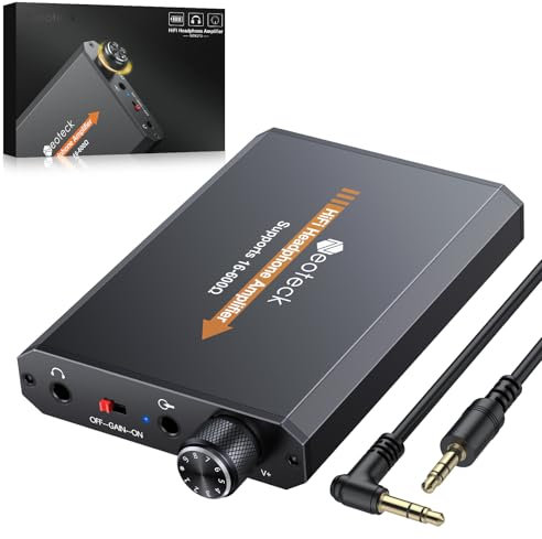 Neoteck Amplificador de Auriculares 16-600Ohm Amplificadores para Auriculares Portátil HiFi con Control de Volumen y Interruptor de Ganancia de Dos Etapas para Reproductores de PC/CD/MP3/MP4