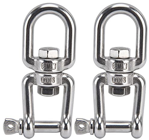 DIRBAK Anillo giratorio a presión de acero inoxidable 304, gancho de grillete desmontable con rotación de 360° para hamaca, silla, columpio, porche, cuerda de escalada, asiento de yoga,