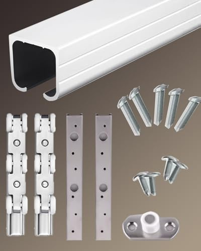 Minglez Sliding Door Kit Silver Barn Door Hardware Kit with Pulley, Wood Garage Door Track Set Aluminum Alloy, Top Hung Single Door Rail Set for Kitchen/Bedroom/Shed(4.2ft/1.30m)