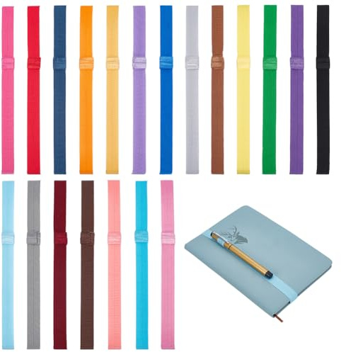 PH PandaHall 20 Stück Gummiband Für Notebooks Elastisches Lesezeichenband 15mm Breit Planer Lesezeichenbänder 20 Farben Gummibänder Für Bücher Mit Stifthalterschlaufe Für Notebooks Büro Schule Leser