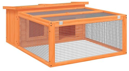 Einstöckiger Kaninchenstall mit Aufklappbares Dach, Kleintierhaus, Meerschweinchen Tierstall für Hinterhof, Braun 117,5x97x47,5 cm Massivholz Kiefer