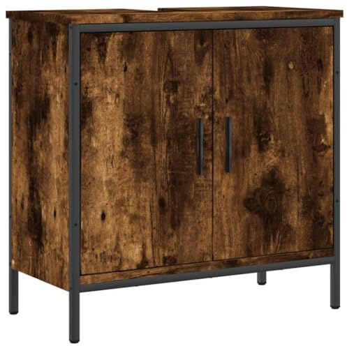 Tomostar Meuble sous Lavabo, Meuble de Rangement Salle de Bain sous Vasque Armoire Évier chêne fumé 60x30x60 cm