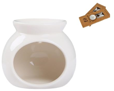 Duftlampe Für ätherische öle, Keramik Aromatische Duftlampen, Weiß Duftlampe Teelicht, Duftwachs Lampe Mit 20 Teelicht, Räucherstövchen Geeignet Für Den Innenbereich Und Für Büros