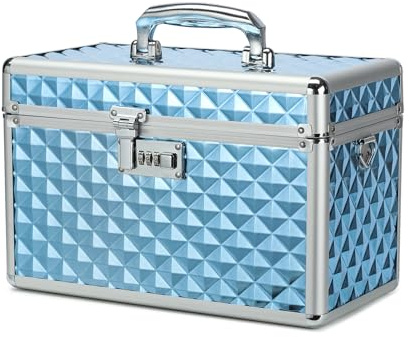 HEWEI WORKS Aufbewahrungsbox mit Zahlenschloss, abschließbare Medikamentenbox, leere Erste-Hilfe-Box, Sicherheitsbox, vielseitige abschließbare Box für Zuhause und im Freien (Blue, Large)