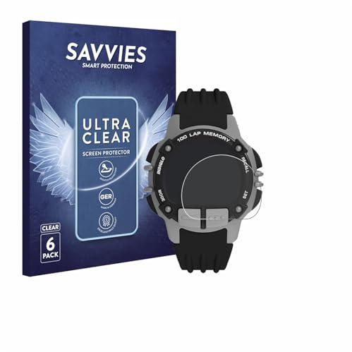 Savvies Schutzfolie für Timex Ironman TW5M63200 | 6 Stück Transparenter Displayschutz Made in Germany Ultra-Klar Displayschutz-Folie