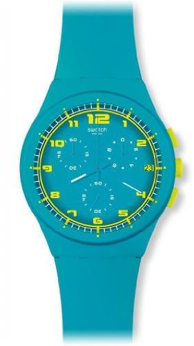 Swatch Unisex-Armbanduhr Chrono Plastic Acid Drop Chronograph Silikon SUSL400