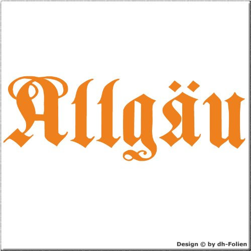 cartattoo4you® AH-00552 | ALLGÄU - Fraktur/Altdeutsche Schrift | Autoaufkleber Aufkleber Farbe orange, in 24 Farben erhältlich, glänzend 57 x 20 cm in Premium - Qualität Waschstrassenfest