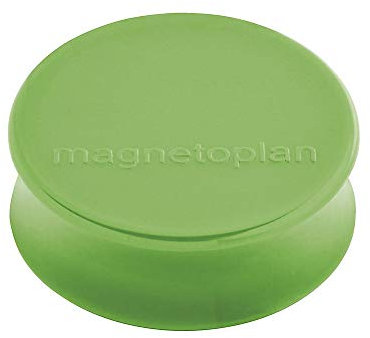 magnetoplan Ergo-Magnete, Large | ØxH 34x12,5mm | 10 Stück, maigrün | Extreme Haftkraft von 2,0kg | Für Kühlschrank, Whiteboard, Magnettafel