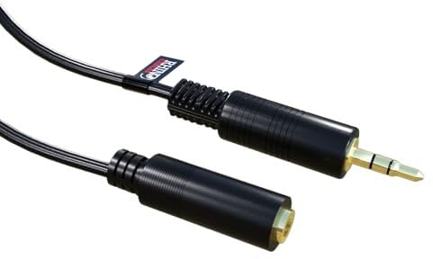 rhinocables Aux Cable 3.5mm Gold Audio Stereo Jack Cable, Male to Female for Car, Headphone, MP3 Player, Smartphone,Tablet, Home Stereos, Laptop, Black (2m)