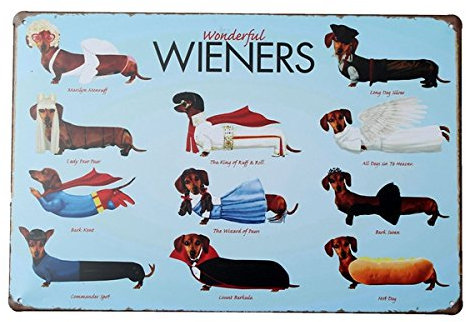 Dackel Hund Tin Sign Vintage Metall Plaque Poster Bar Pub Haus-Wand-Dekor