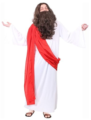 Kostüm für Erwachsene, Jesus, mit Perücke und Bart, Größe XL