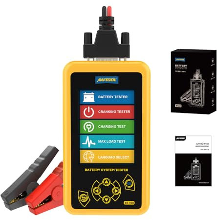 AUTOOL BT460 12V/24V Comprobador de Baterías de Coche 100-2400 CCA Analizador Digital Comprobador de Sistemas de Arranque y Carga para Camiones Pesados, Motocicletas ATV SUVs y más