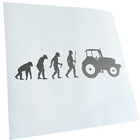 Kiwistar - Autoaufkleber - Landwirt Traktor Evolution - Silber - 20x6cm - Heckscheibe Auto Aufkleber wetterfest für Kfz LKW Mofa Truck - Sticker außen selbstklebend Tuning Zubehör für Fenster