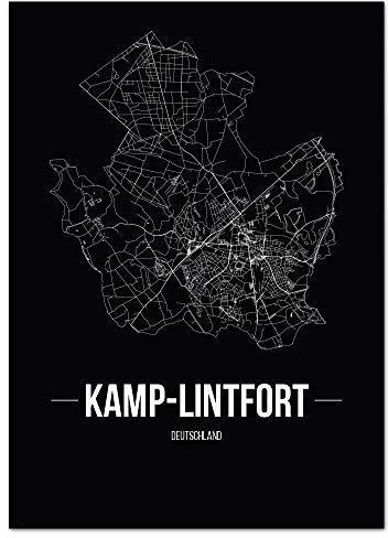 JUNIWORDS Stadtposter - Wähle Deine Stadt - Kamp-Lintfort - 60 x 90 cm Poster - Schrift B - Schwarz
