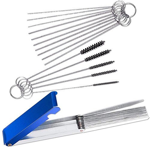 Abnaok Vergaserreiniger Reinigungs Set für Vergaser zum Entfernen von Schmutzablagerungen, Vergaserreiniger Motorrad (13pcs Reinigungsset und 10 Reinigungsnadeln und 5 Nylon-Bürsten)