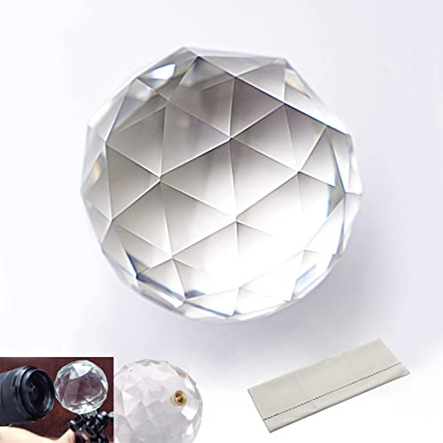Meking Photography Prism with Microfiber Cleaning Cloth, Optical Crystal Glass Ball Filter with 1/4 Thread Mount, Portable 60mm Rainbow Prism for Photos and Teaching Light Spectrum