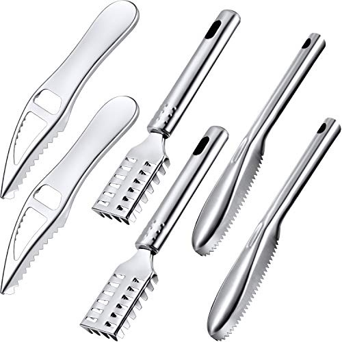Mudder 6 Pack Stainless Steel Fish Scalers, Sawtooth Scrapers with Handles