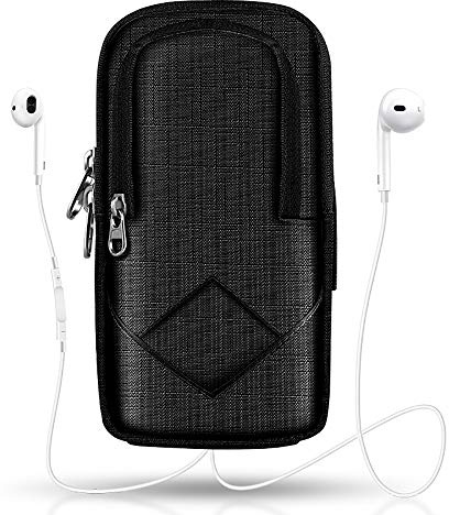 Heacoz Running Armband Phone Holder Bag, Sweatproof Running Phone Sports Armband with Key Holder and Extension Strap, Suitable for iPhone 11 11 Pro XS XR X 8 7 6s 6 Up To 6.5 Inches (Black)