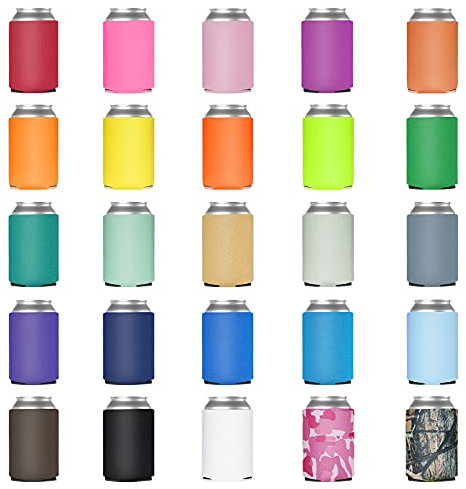 Paquete de 50 enfriadores de latas de Cerveza, Enfriador de Bebidas Reutilizable con Aislamiento Suave para Botellas de Agua, Enfriador de Cubierta de refresco Plegable en Blanco, Personalizable para