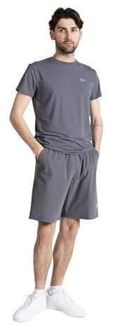 Sportkind Jungen & Herren Tennis, Running, Fitness Rundhals T-Shirt, atmungsaktiv, UV-Schutz UPF 50+, Kurzarm, grau, Gr. L