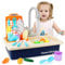 Giocattoli da Lavello per Bambini,Lavastoviglie Elettrica,Giocattoli di Ruolo per Finta con Rubinetto & Playset di Piatti per Bambine,Bambini e Ragazzi (Blu)
