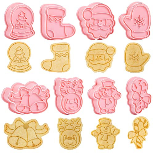 8 Pièces Emporte-pièces 3D, Forme Biscuit Noël Emporte-pièces pour Décoration de Gâteau Fondant Biscuit Cookie Pâtisserie