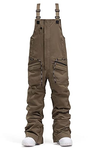 Wygwlg Salopette da Neve Invernale da Uomo e da Donna, Salopette da Snowboard Isolante Impermeabile da Donna, Ideale per Gli Sport Invernali, Lo Sci, Lo Snowboard (Color : Khaki, Size : L)