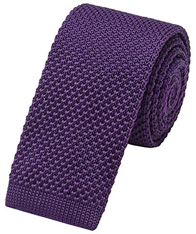 WANYING Homme 5.7cm 2.25 Étroite Tricotés Cravate Narrow Tie Cravate Fine en Tricot Style Rétro Vintage Décontracté Bureau Basique - Uni Violet foncé