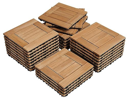 Yaheetech Lot de 27 Dalles Clipsables de Terrasse 30 x 30 cm
