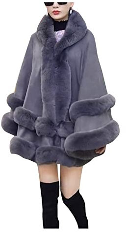 Dawwoti Künstliche Pashmina-kap-Mantel Frauen mit Kapuze Poncho-Faux-Pelz-schal Wrapp-Achselzucken Stola