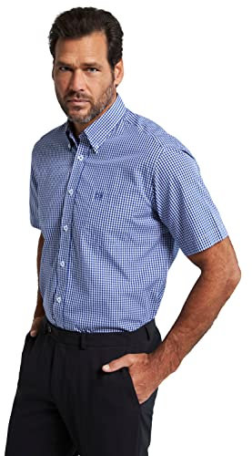 JP 1880 Chemise à Manches mi-Longues, Vichy 1/1, Bleu Clair, 8XL Homme